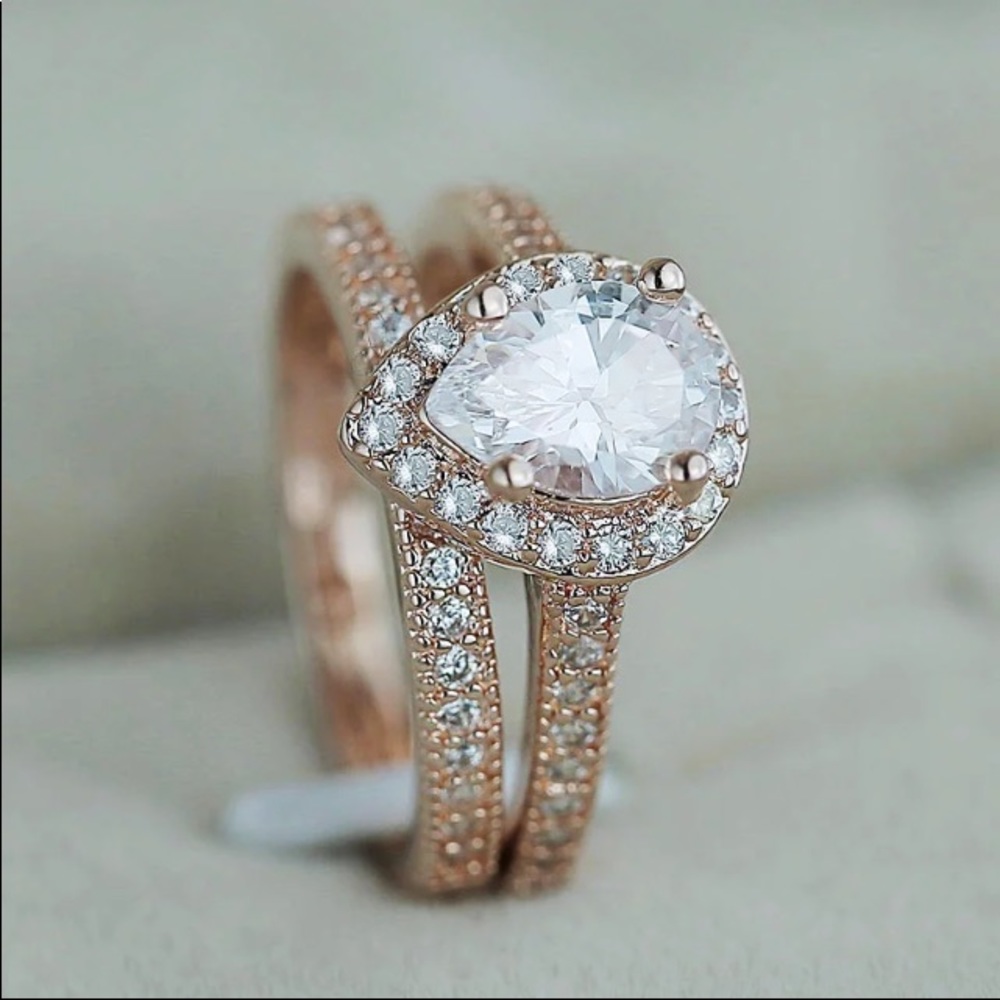 Host pick! Rose gold white sapphire ring+band - Picture 5 of 7